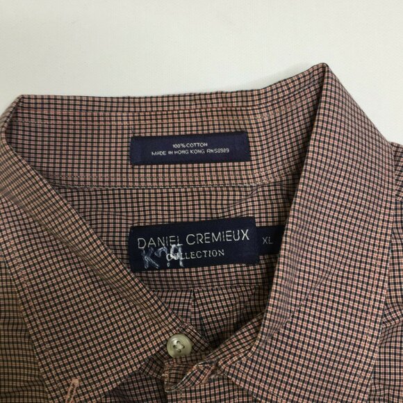 Daniel Cremieux Mens Button Up Long Sleeved Striped Shirt Orange Blue Size XL - Picture 2 of 13